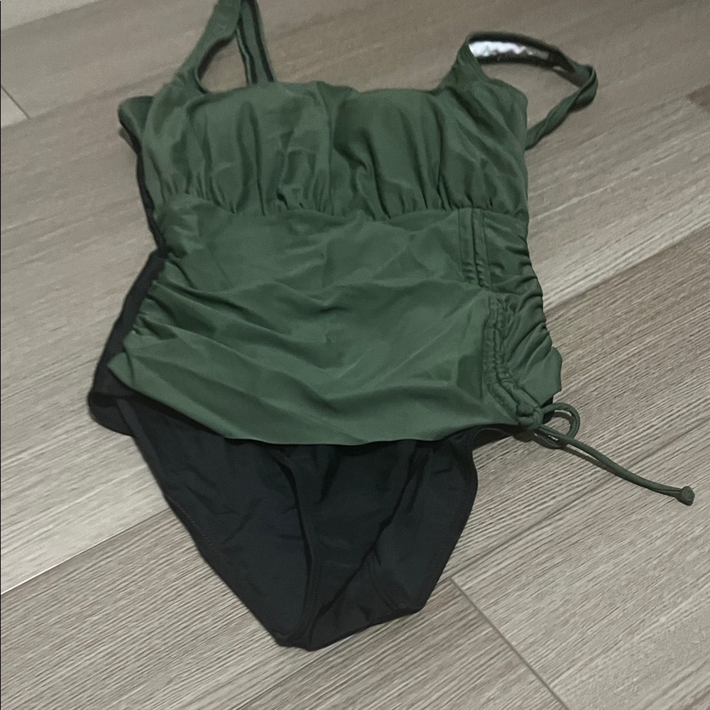 Green and Black One-Piece Swimsuit